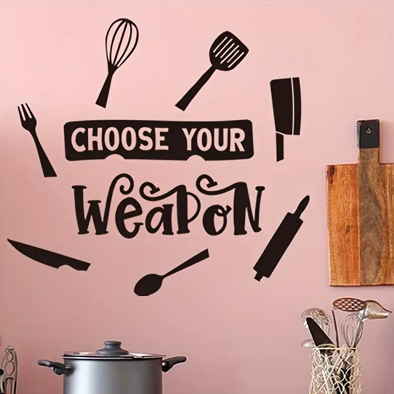 Arcdew "Choose Your Weapon" Kitchen Wall Decal | Home & Restaurant Acrylic Wall Decor