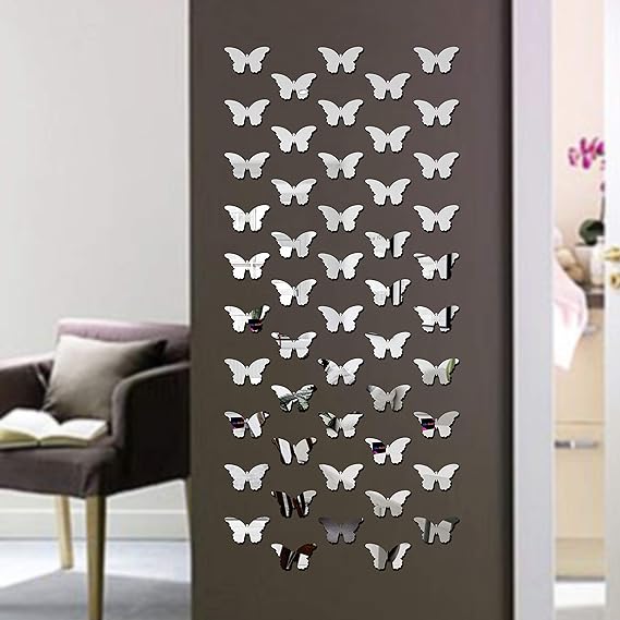 Arcdew 40 Butterfly Decorative 3D Acrylic Mirror – Wall Art Home Décor in UAE