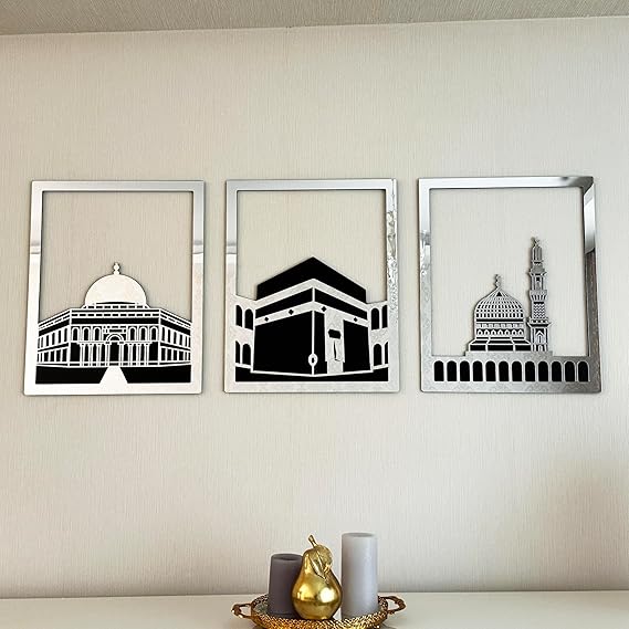 Arcdew Masjid Al-Aqsa, Masjid Al-Haram & Masjid An-Nabawi Acrylic Islamic Wall Art | Kaaba Wall Decor UAE