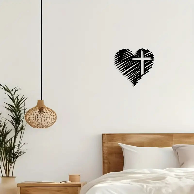 Heart With Jesus Cross - Christian Home Decal - Christmas Decoration