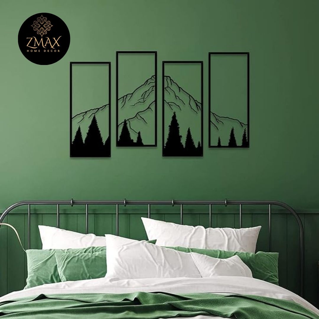 Mountain and Forest Wall Frame | 4 Pcs | Acrylic Wall Art | Home Decoration