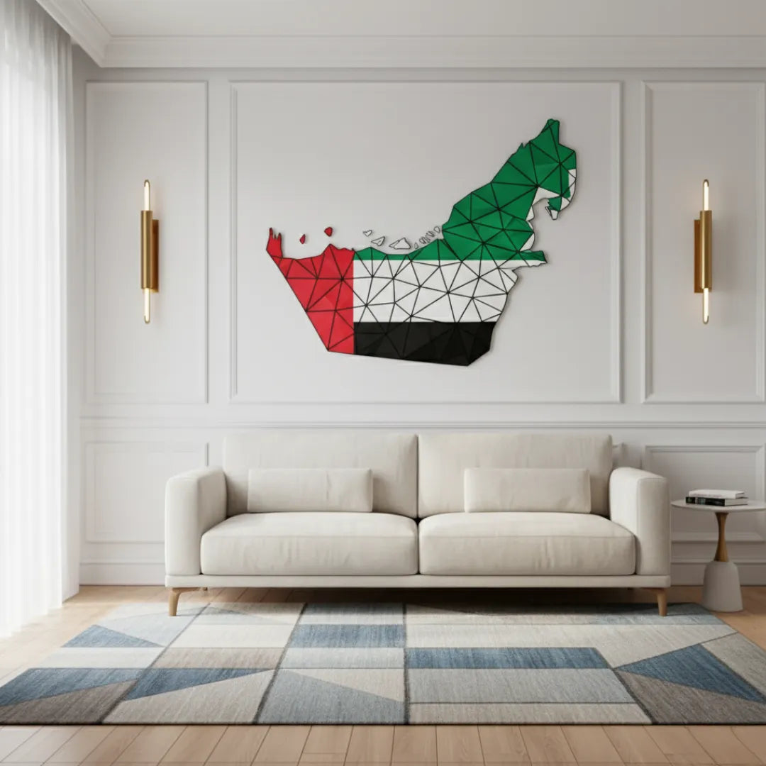 Arcdew's Geometric UAE Flag Map Acrylic Wall Art