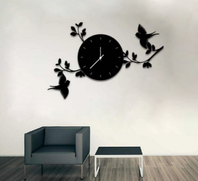 ArcDew Birds on Branches DIY 3D Wall Clock (Medium) | Nature-Inspired Modern Home Décor UAE