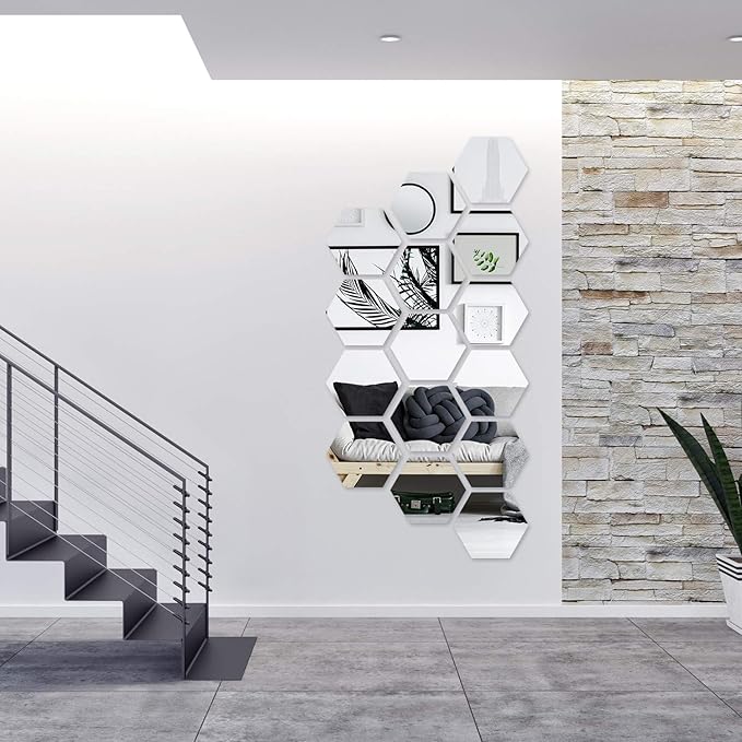 Large Hexagon Acrylic Mirror | 15 pieces | Modern Home Mirror