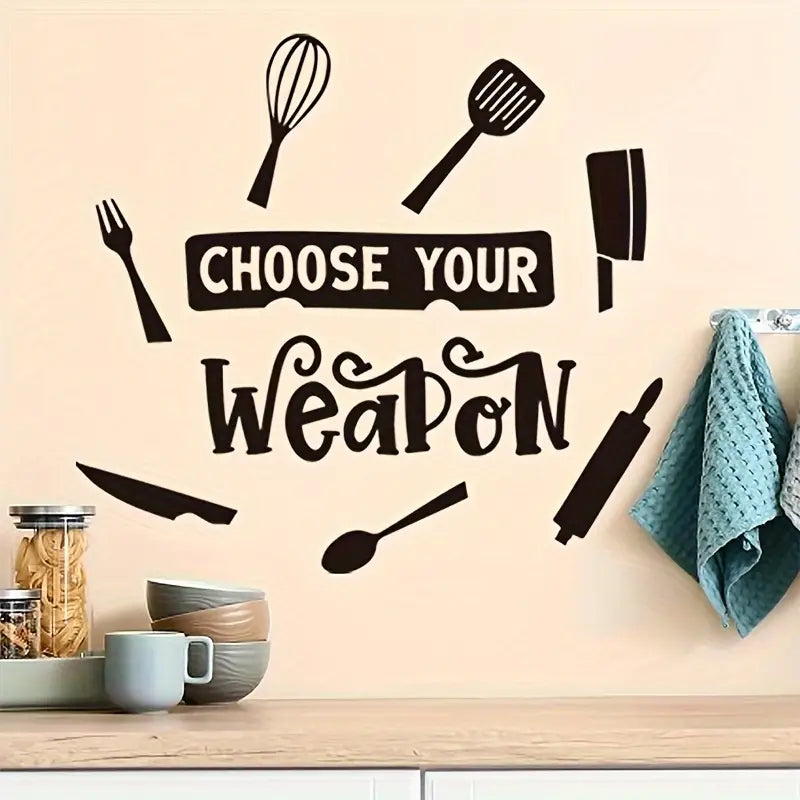 Arcdew "Choose Your Weapon" Kitchen Wall Decal | Home & Restaurant Acrylic Wall Decor