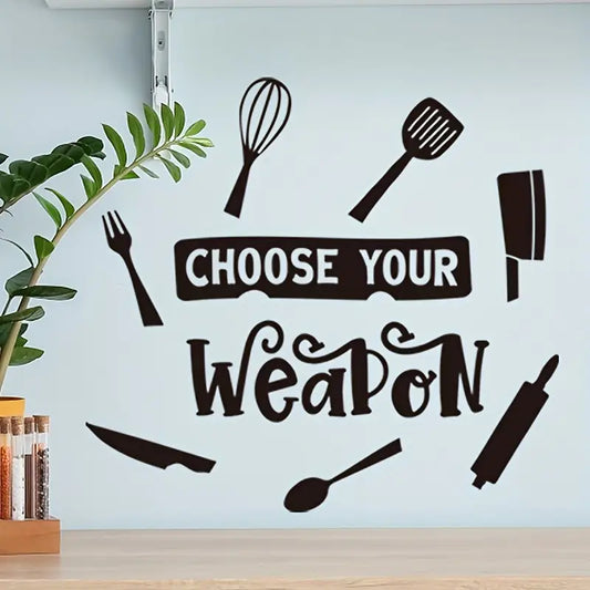 Arcdew "Choose Your Weapon" Kitchen Wall Decal | Home & Restaurant Acrylic Wall Decor