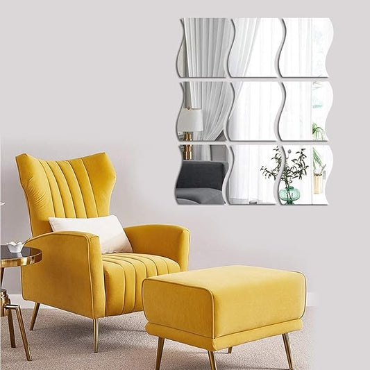 Wavy Design Mirror Wall - Modern Home Wall Decor - Best For Home and Office