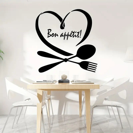 Spoon & Fork with Heart - Beautiful Kitchen Wall Decal - Best For Home & Restaurant