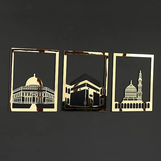 Arcdew Masjid Al-Aqsa, Masjid Al-Haram & Masjid An-Nabawi Acrylic Islamic Wall Art | Kaaba Wall Decor UAE