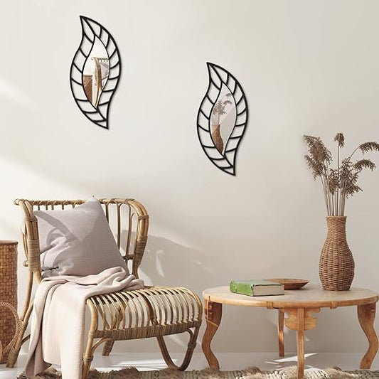 Arcdew 2-Pcs Leaf Mirror Wall Decor | Decorative Teardrop Mirrors for Living Room & Bedroom – UAE Home Décor