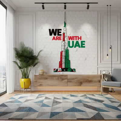 Geometric Burj Khalifa UAE Flag Acrylic Wall Art - Office Decor