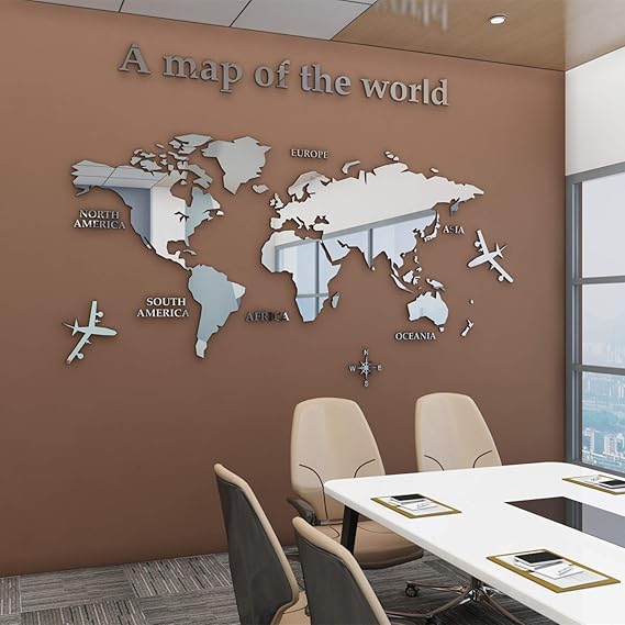 Arcdew Acrylic 3D World Map Wall Decor – Large Office & Home Decoration in UAE