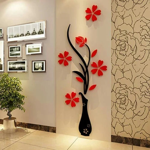 Arcdew Acrylic 3D Vase Plum Wall Stickers – Living Room & Bedroom Wall Décor in UAE