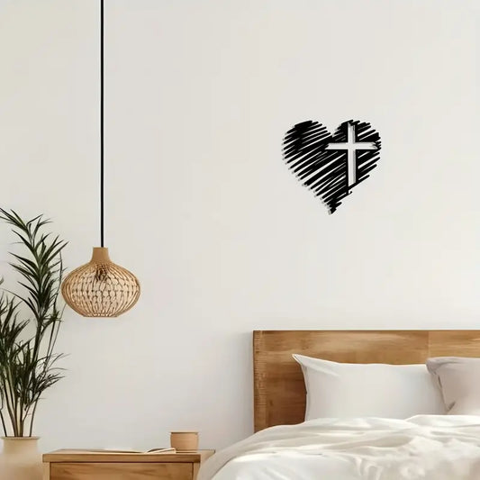 Heart With Jesus Cross - Christian Home Decal - Christmas Decoration