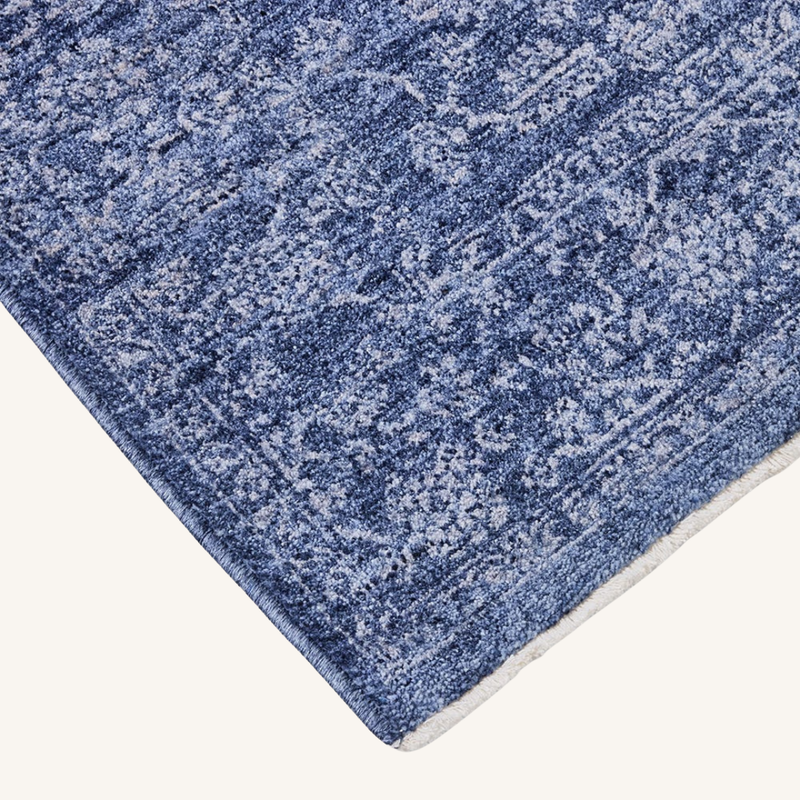Indigo Distressed Medallion Rug – Navy & Sky Blue Faded Vintage Area Rug