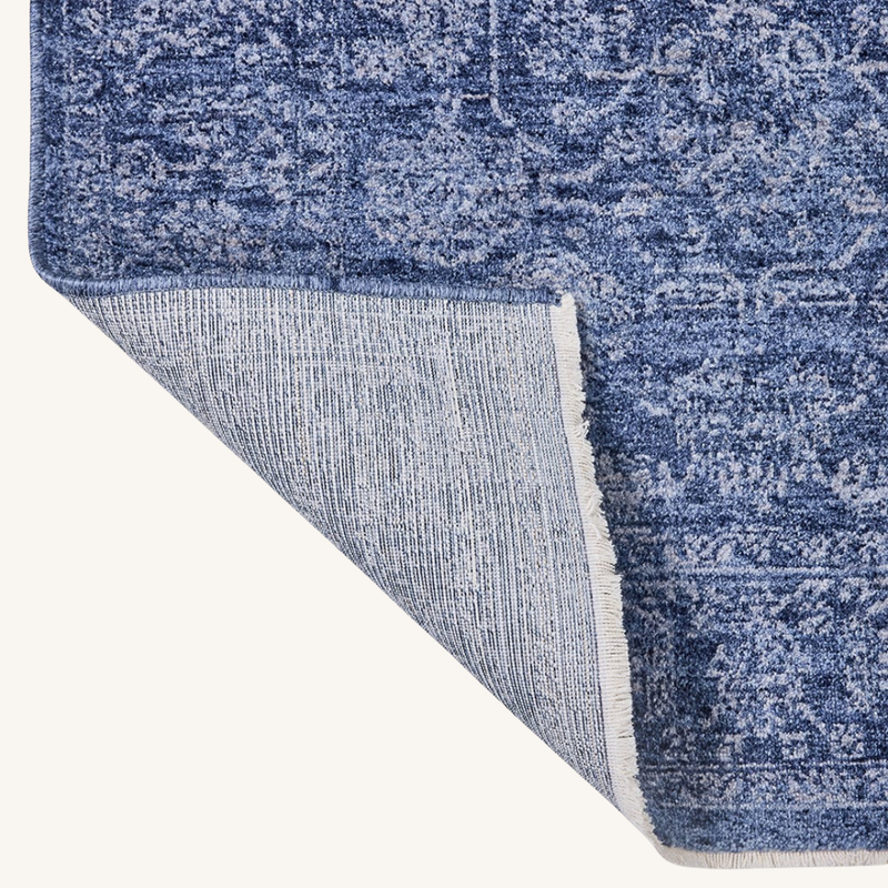 Indigo Distressed Medallion Rug – Navy & Sky Blue Faded Vintage Area Rug