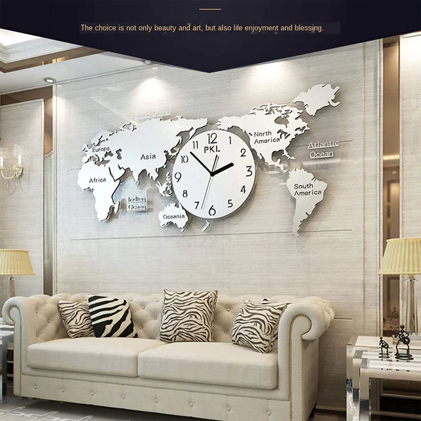 Arcdew Acrylic 3D World Map Clock – Large Wall Decoration for Home & Office