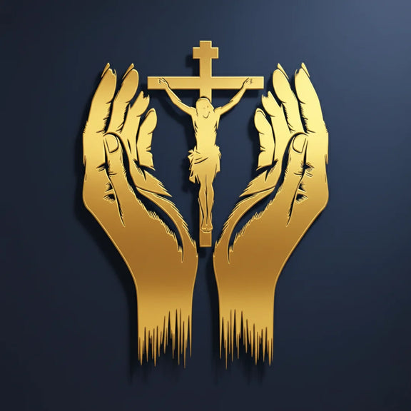 Jesus Christ & Praying Hands Gold
