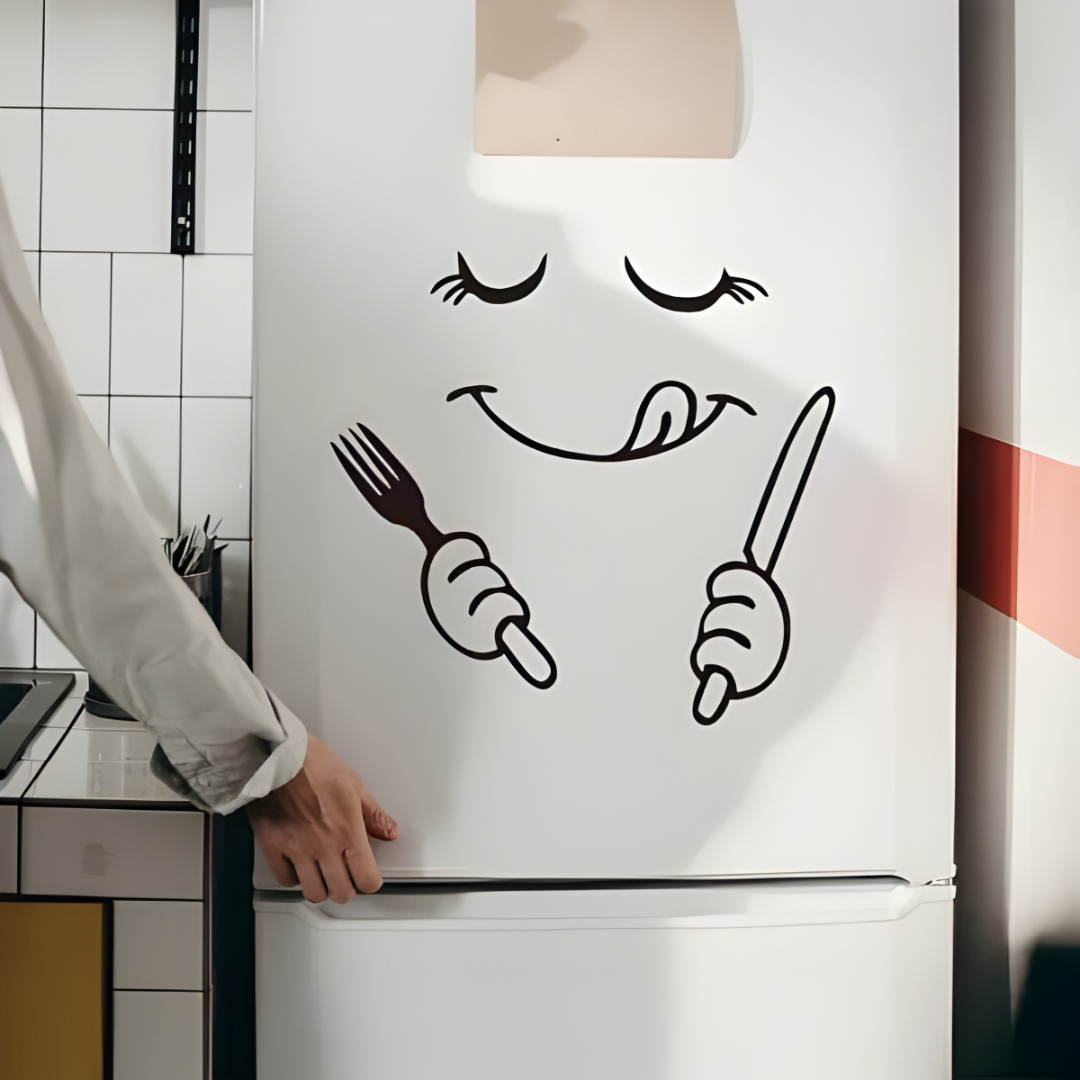 ArcDew Fork & Knife Smiley Face Acrylic Wall Decal - Beautiful Kitchen Decor for UAE Homes & Restaurants