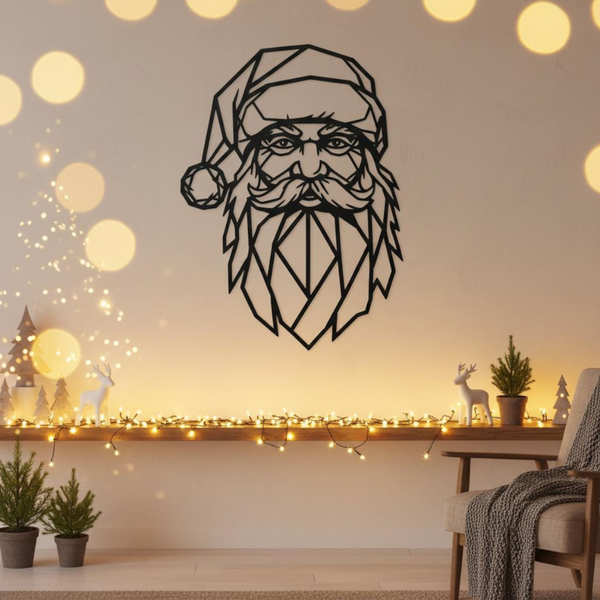 Acrylic Geometric Santa Claus Face Wall Art