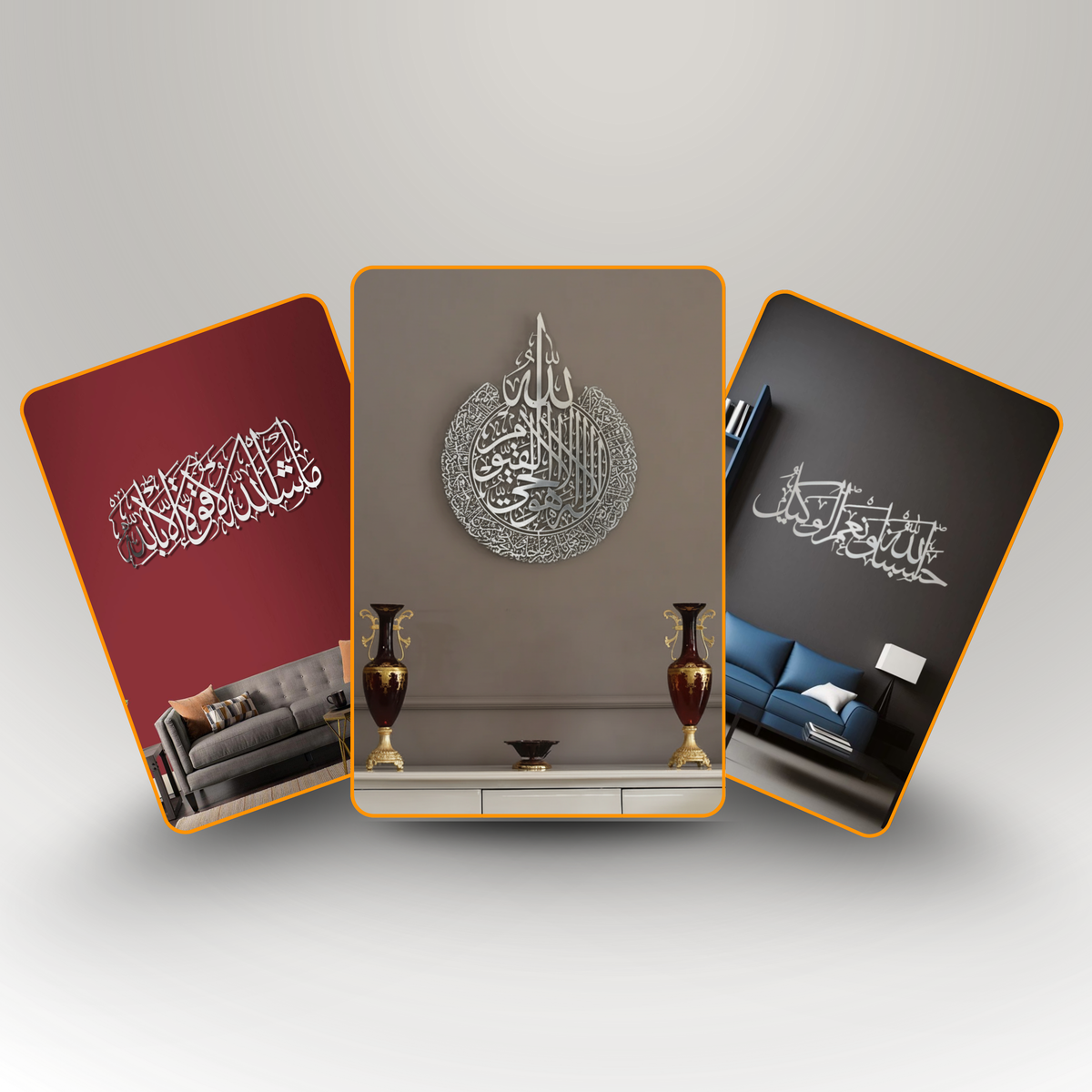 3-Piece Acrylic Islamic Wall Art Set – 3D Arabic Calligraphy Bundle..