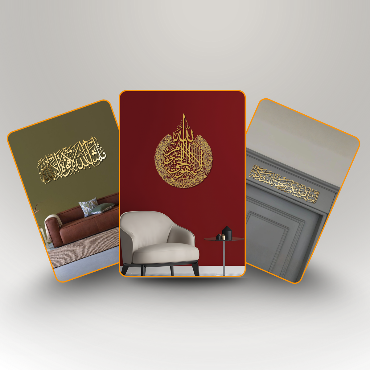 3-Piece Islamic Acrylic Wall Art Bundle: Ayatul Kursi, Mashallah, & Salam Decor. Gold