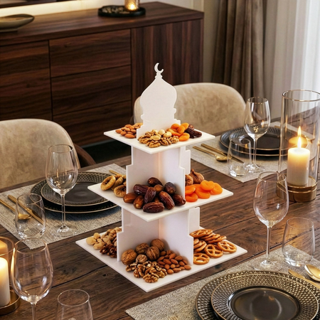 Acrylic Mosque Dessert Stand 3 Tier – Ramadan Eid Decor UAE | Arcdew