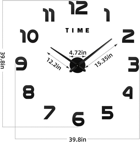 ArcDew 3D Frameless DIY Acrylic Wall Clock | Modern Self-Adhesive Home & Office Décor UAE