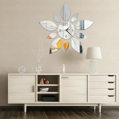 3D Mirrored Acrylic Flower Wall Clock | DIY Modern Petal Decor