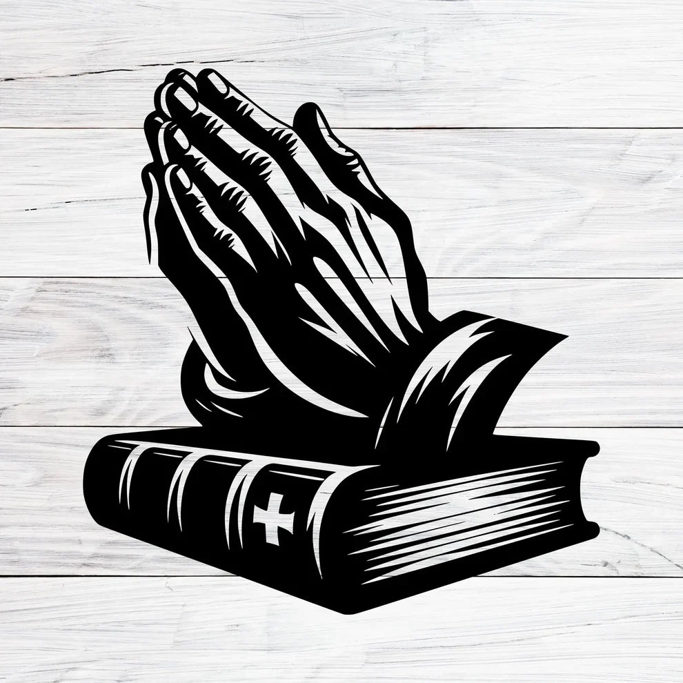 Arcdew Christian Praying Hands with Bible Wall Decal | Christmas & Baptism Home & Church Decor