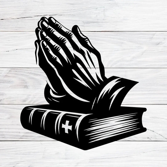 Arcdew Christian Praying Hands with Bible Wall Decal | Christmas & Baptism Home & Church Decor