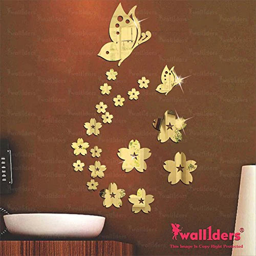 Arcdew Flowers & Butterflies Acrylic Wall Décor | 21-Piece 3D Decorative Set in UAE