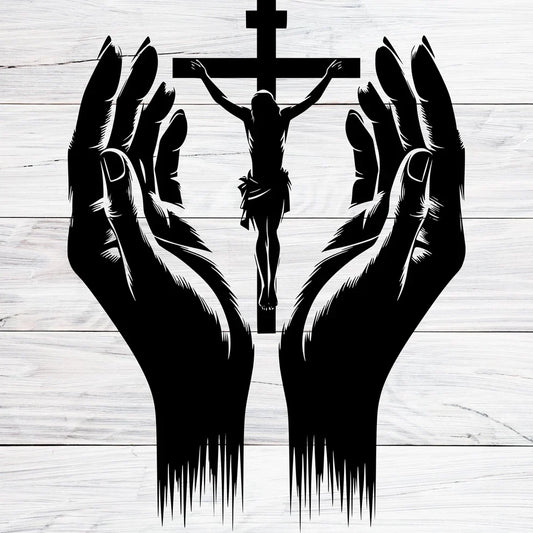 Jesus Chirst & Praying Hands - - Christmas & Baptism - For Church or Home Decal