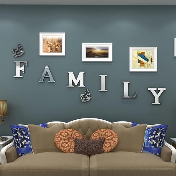 Arcdew Family Sign Acrylic 3D Mirror Wall Décor | Silver Mirror Wall Art in UAE