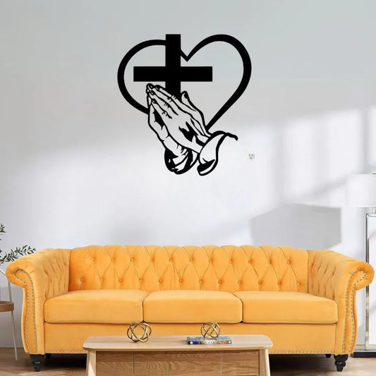 Jesus Cross, Praying Hand With Heart - Christmas & Baptism - For Church or Home