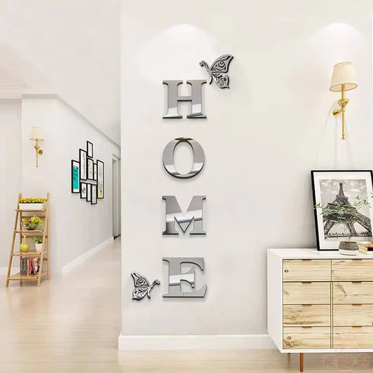 Arcdew Acrylic HOME Wall Sign | Mirror Letter Wall Decor with Butterflies – UAE