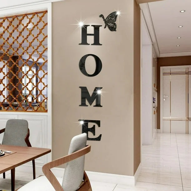 Arcdew Acrylic HOME Wall Sign | Mirror Letter Wall Decor with Butterflies – UAE
