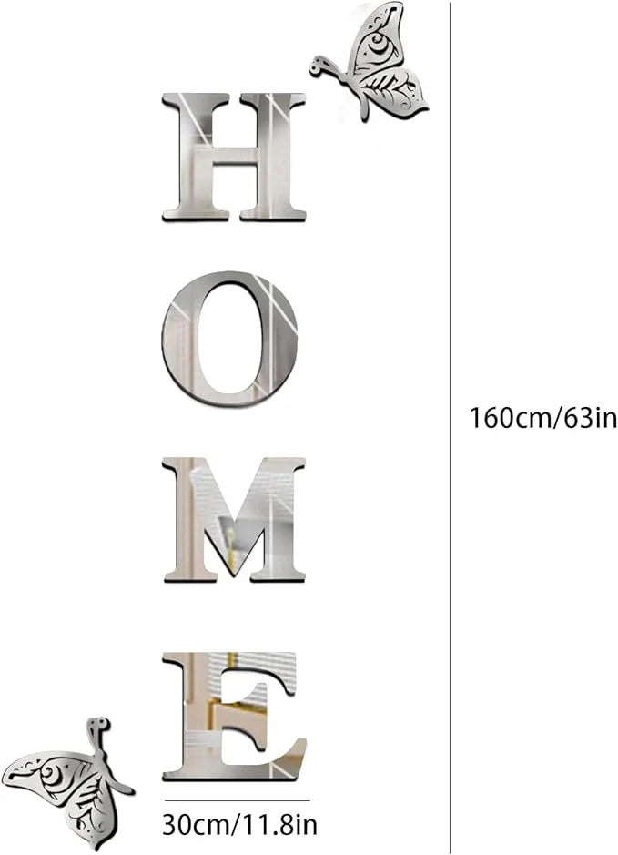Arcdew Acrylic HOME Wall Sign | Mirror Letter Wall Decor with Butterflies – UAE