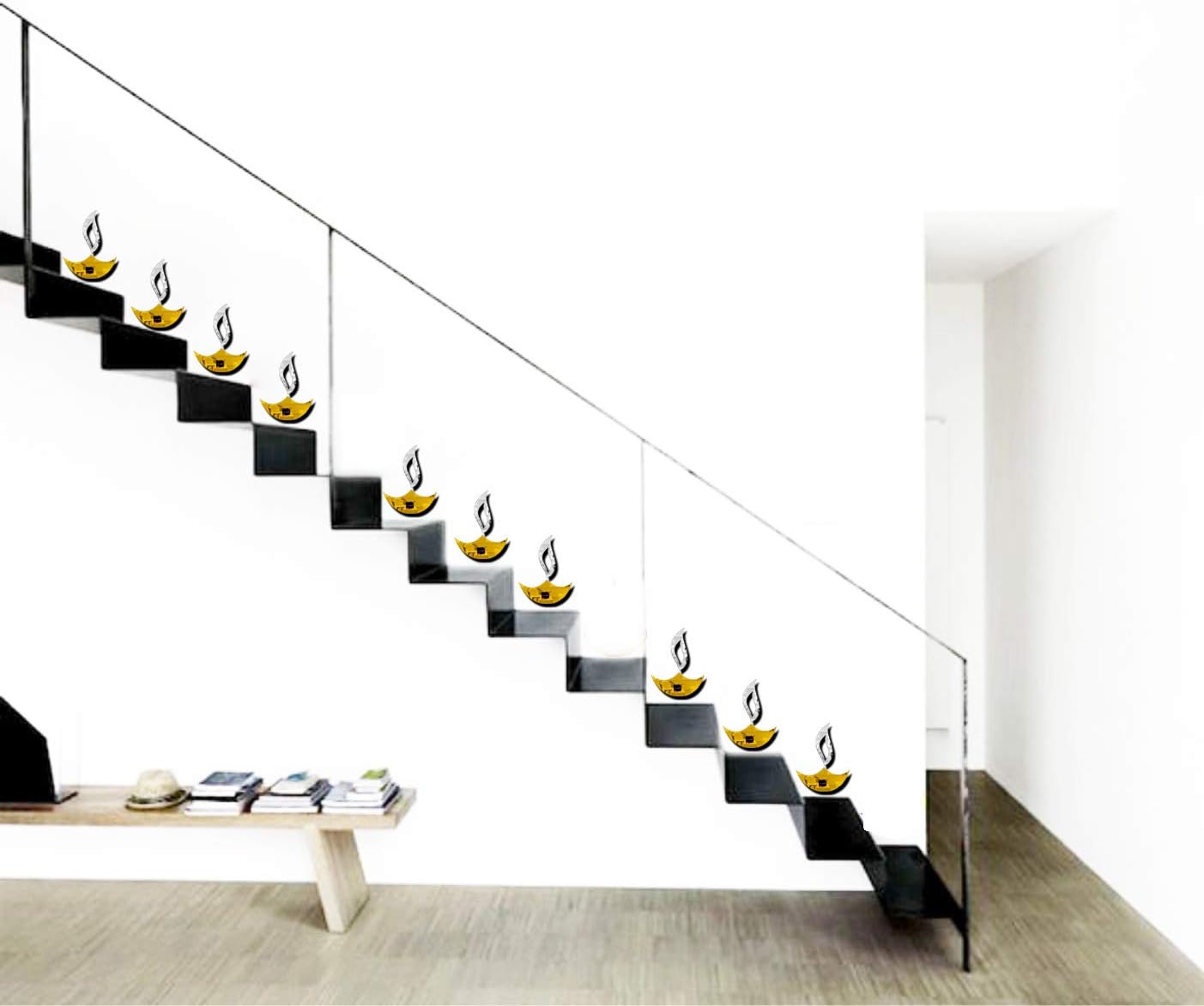 Golden Diya & 150 Dots Acrylic Mirror Wall Stickers | Decorative Home Wall Décor