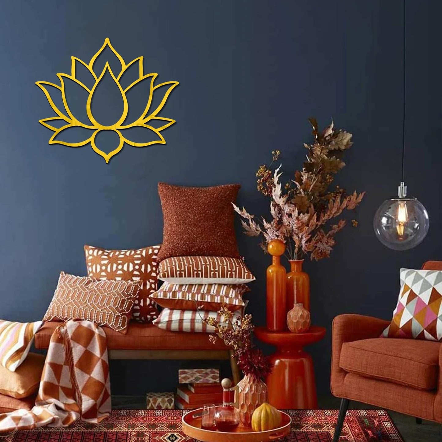 ArcDew Gold Acrylic Lotus Mirror Sticker | Diwali & Home Décor (30×26cm)