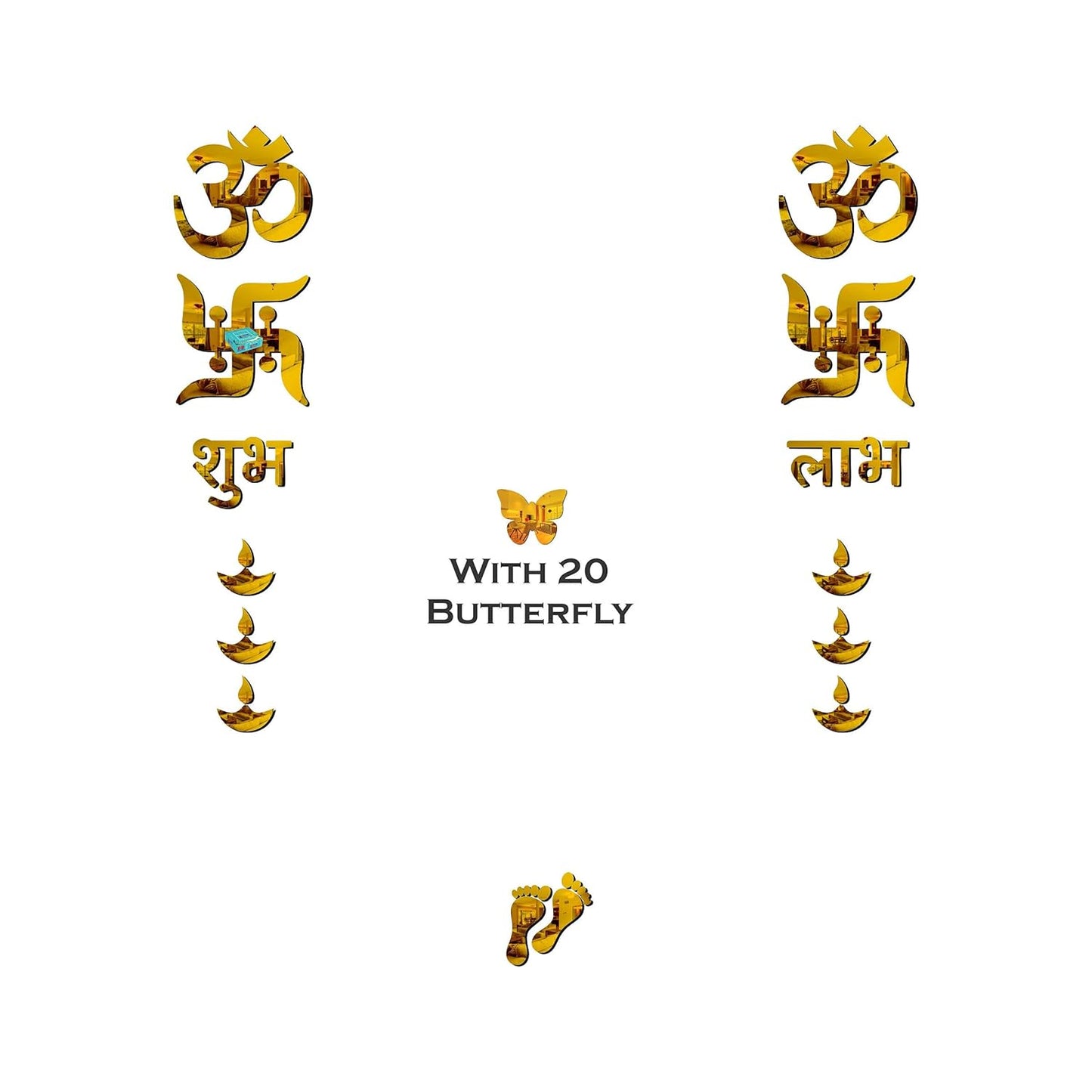 Golden Om Swastik Acrylic Wall Sticker | Mirror Finish Home Decor