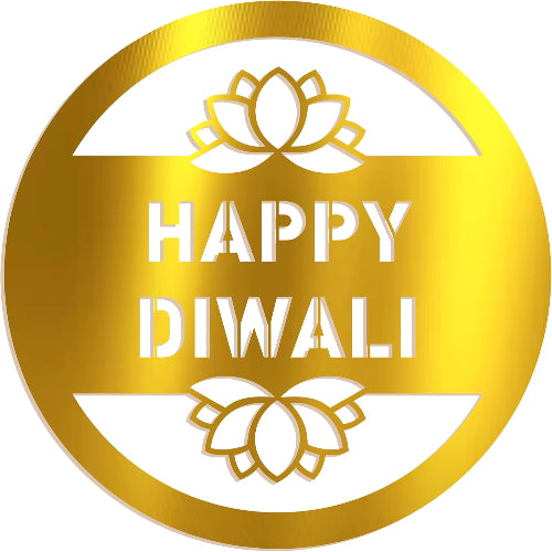 ArcDew Happy Diwali Gold Acrylic Gift Tags | Lotus Design Pack of 10 (2.5 Inch)
