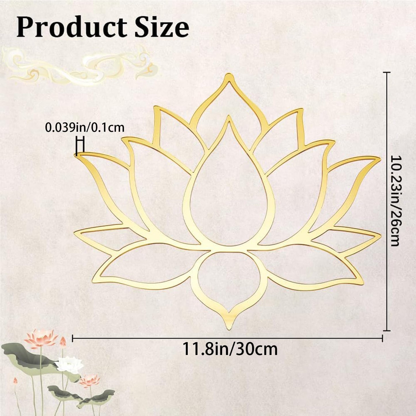 ArcDew Gold Acrylic Lotus Mirror Sticker | Diwali & Home Décor (30×26cm)