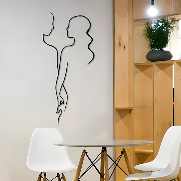 Abstract Couple Line Art Acrylic Wall Decor – Minimalist Silhouette