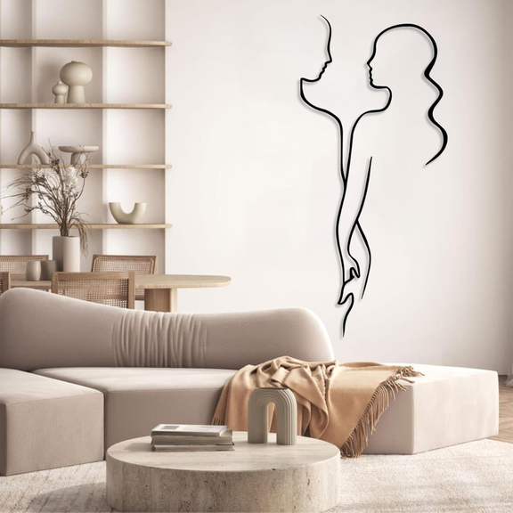 Abstract Couple Line Art Acrylic Wall Decor – Minimalist Silhouette