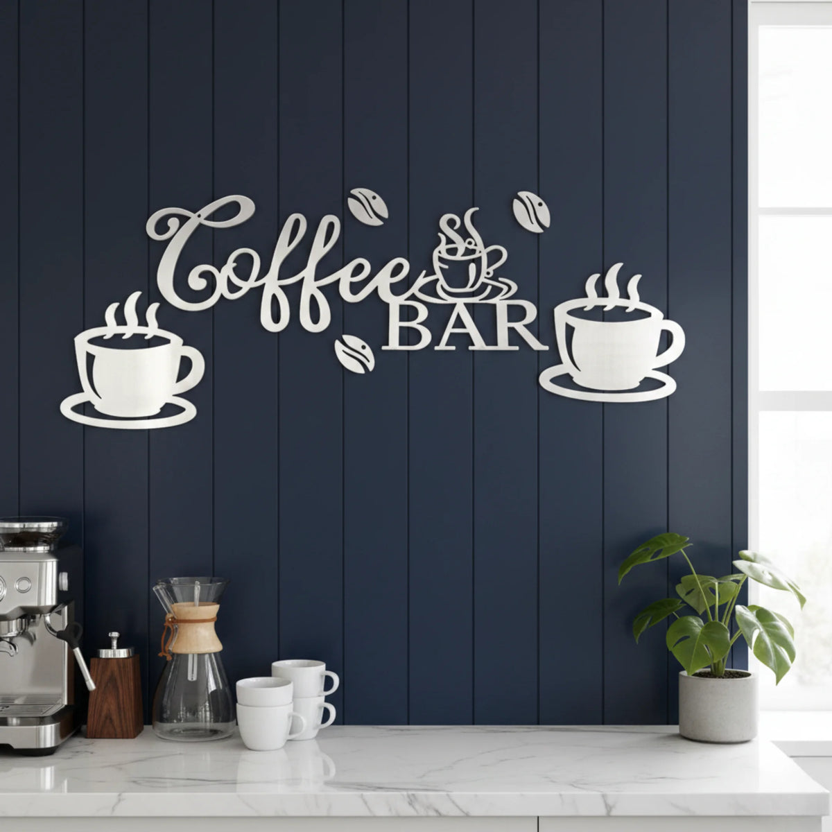 Acrylic Coffee Bar Wall Art | Modern Kitchen Calligraphy Decor.