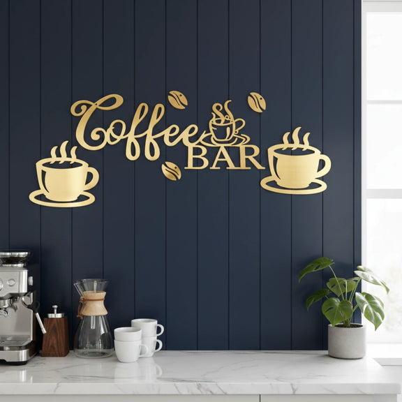 Acrylic Coffee Bar Wall Art | Modern Kitchen Calligraphy Decor