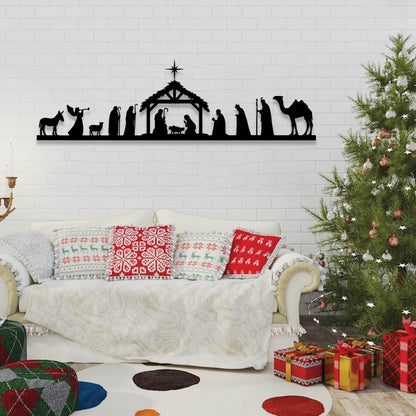 Nativity Scene Silhouette Wall Art Black