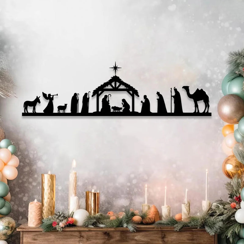 Nativity Scene Silhouette Wall Art Black 1