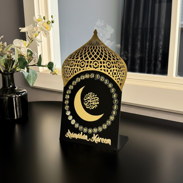 Acrylic Ramadan Calendar – Modern Circular Countdown with Mirror Gold Accents